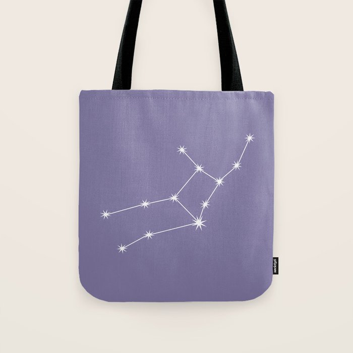 Virgo Zodiac Star Constellation Line Art Lavender Purple Tote Bag Gallery Image 1