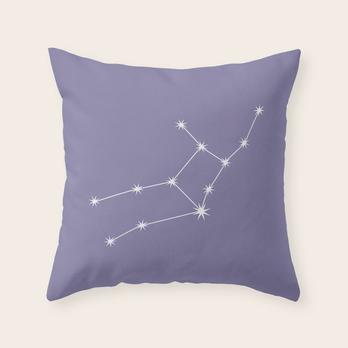 Virgo Zodiac Star Constellation Line Art Lavender Purple Throw Pillow Gallery Image 6