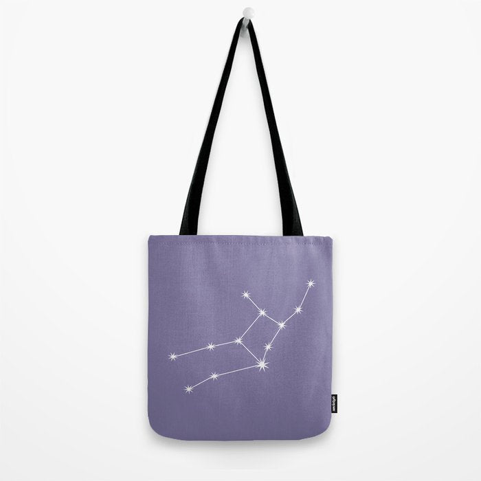 Virgo Zodiac Star Constellation Line Art Lavender Purple Tote Bag Gallery Image 2