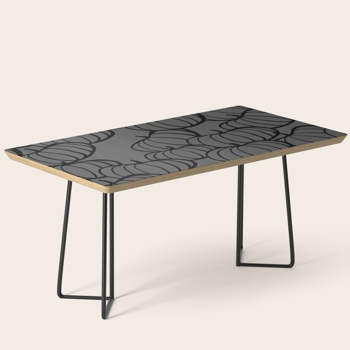 Retro Line-art Pumpkin Fall Pattern - black on grey Coffee Table Gallery Image 1
