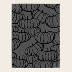 Retro Line-art Pumpkin Fall Pattern - black on grey Poster Gallery Image 4