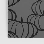 Retro Line-art Pumpkin Fall Pattern - black on grey Poster Gallery Image 3