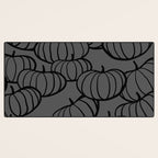Retro Line-art Pumpkin Fall Pattern - black on grey Desk Mat Gallery Image 3