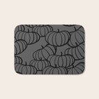 Retro Line-art Pumpkin Fall Pattern - black on grey Bath Mat Gallery Image 1
