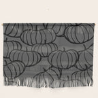 Retro Line-art Pumpkin Fall Pattern - black on grey Wall Hanging Gallery Image 1