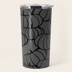 Retro Line-art Pumpkin Fall Pattern - black on grey Travel Mug Gallery Image 1