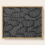 Retro Line-art Pumpkin Fall Pattern - black on grey Serving Tray Gallery Image 1