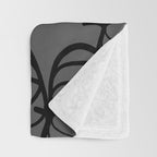 Retro Line-art Pumpkin Fall Pattern - black on grey Throw Blanket Gallery Image 3