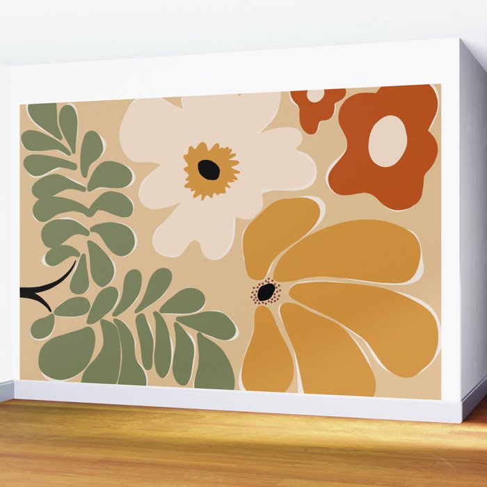 columbian old retro floral art print  Wall Mural Gallery Image 2