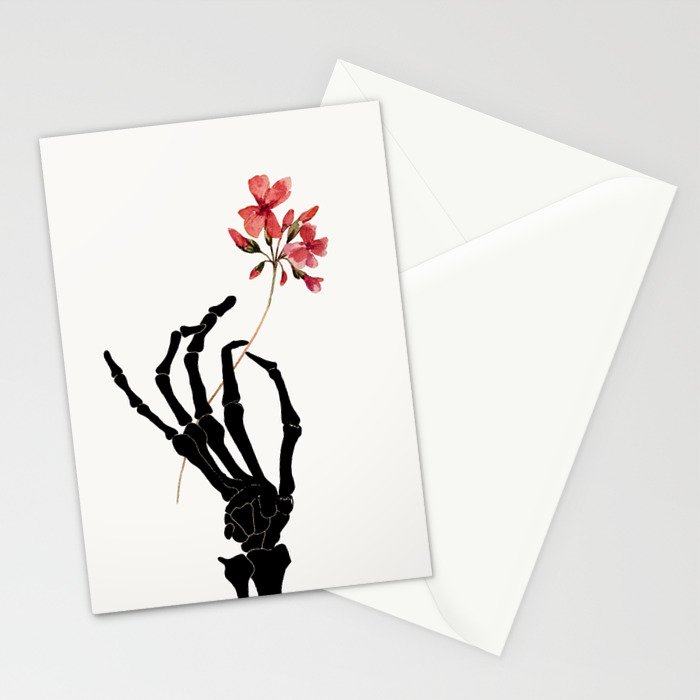 Skeleton Hand with Flower Stationery Card Gallery Image 2