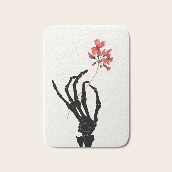 Skeleton Hand with Flower Bath Mat Gallery Image 1