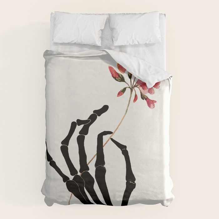 Skeleton Hand with Flower Duvet Cover Gallery Image 1