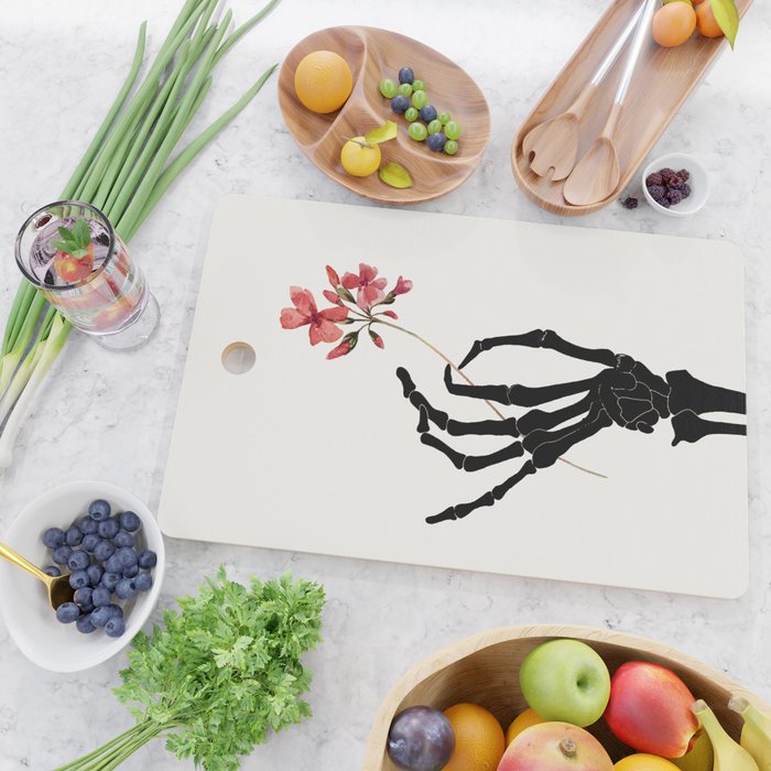 Skeleton Hand with Flower Cutting Board Gallery Image 2