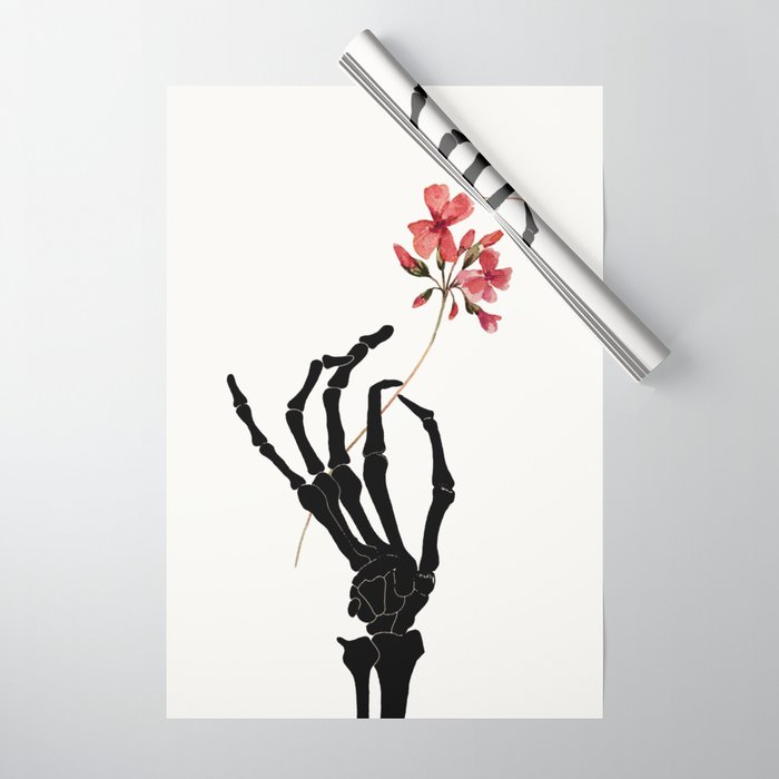 Skeleton Hand with Flower Wrapping Paper Gallery Image 1