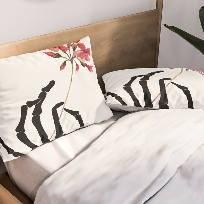 Skeleton Hand with Flower Pillow Sham Gallery Image 2