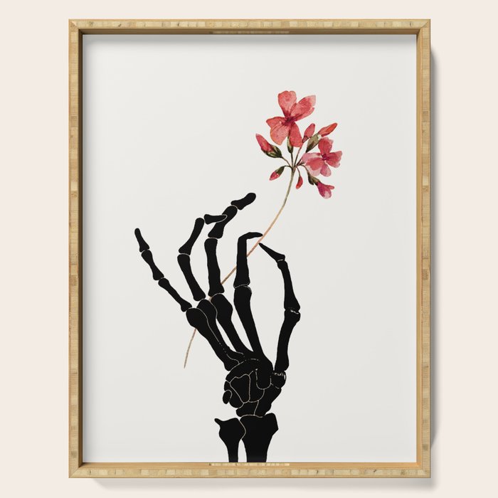 Skeleton Hand with Flower Serving Tray Gallery Image 1