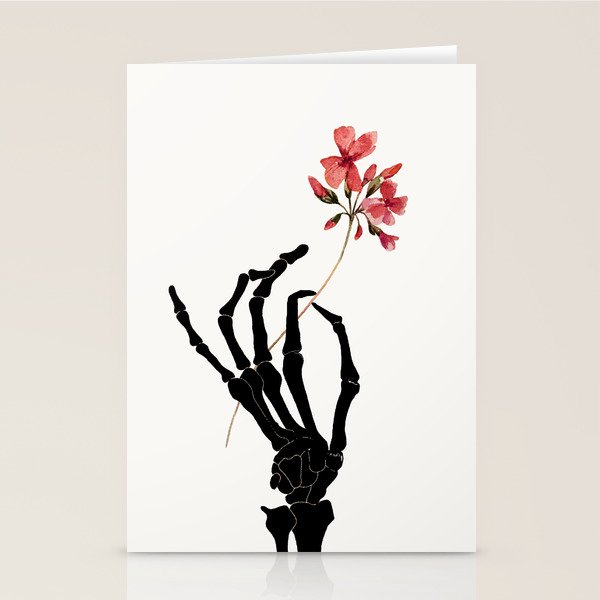 Skeleton Hand with Flower Stationery Card Gallery Image 1