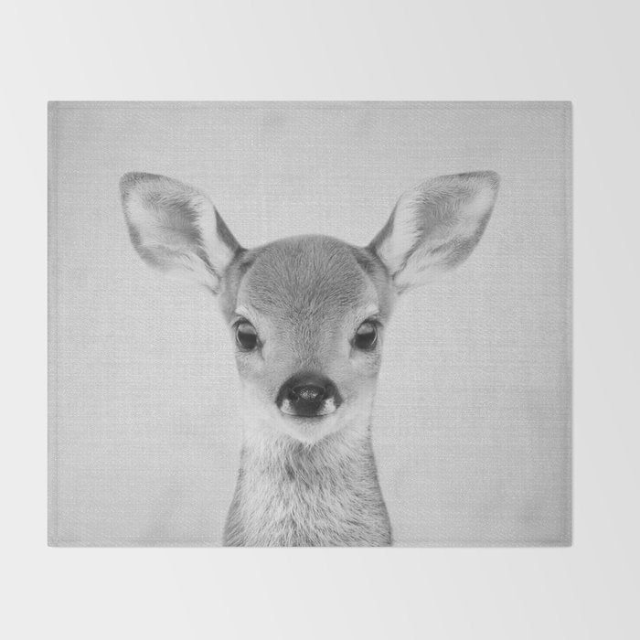 Baby Deer - Black & White Throw Blanket Gallery Image 2