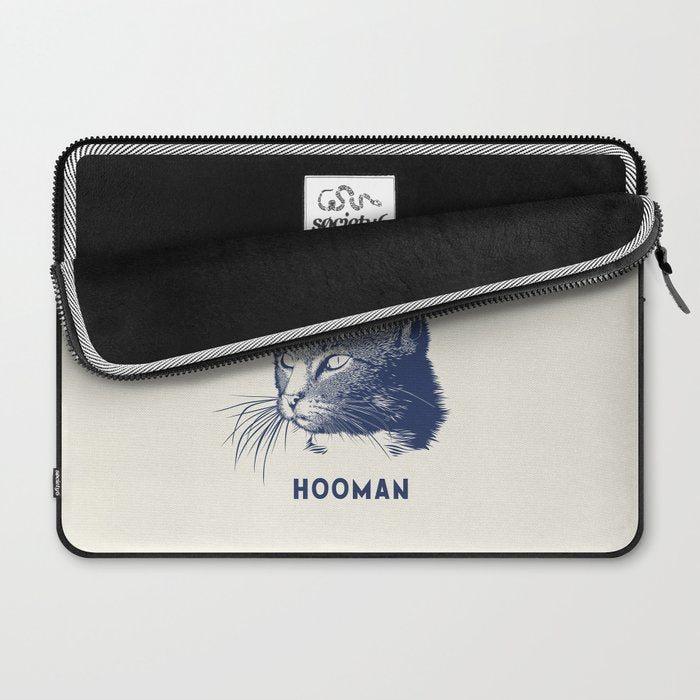 Impress Me Hooman - Vintage Cat Illustration, Funny Quote Laptop Sleeve Gallery Image 2