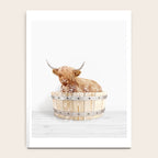 Highland Cow in a Wooden Bathtub, Cow Taking a Bath, Bathtub Animal Art Print By Synplus Notebook Gallery Image 4