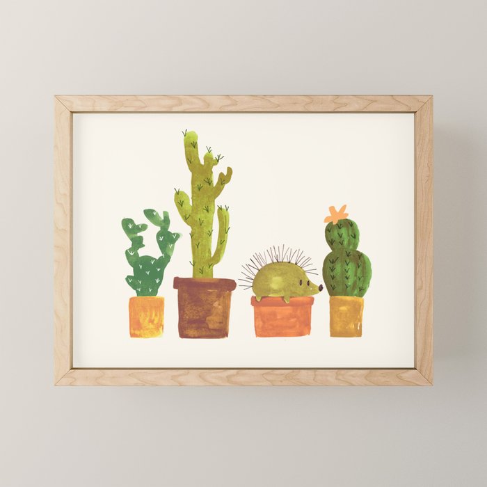 Hedgehog and Cactus (incognito) Mini Art Print Gallery Image 1