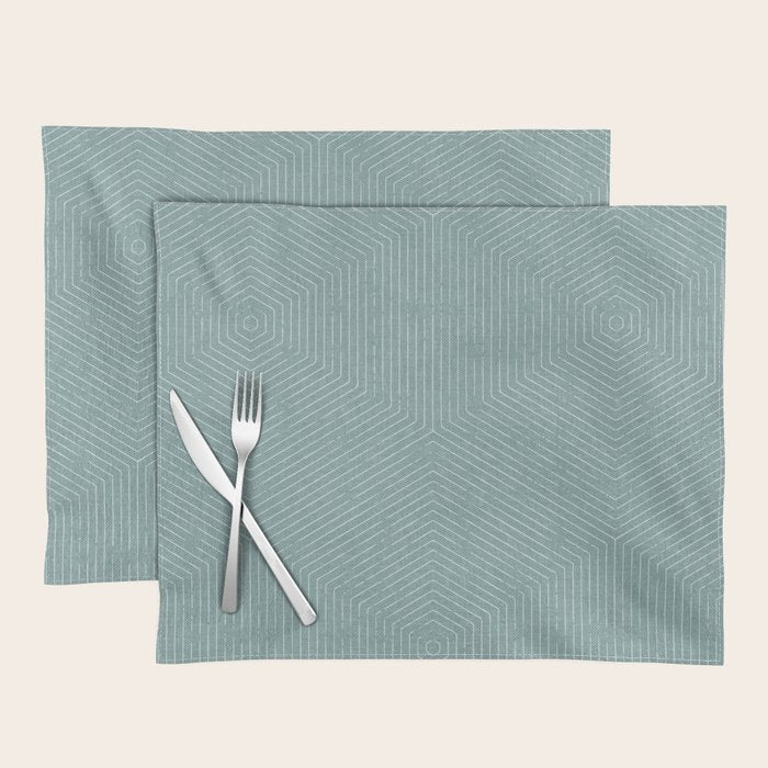 boho hexagon stripes - dusty blue Placemat Gallery Image 1