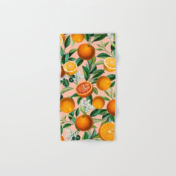 Oranges Pink Vintage Botanical Bath Towel Gallery Image 1