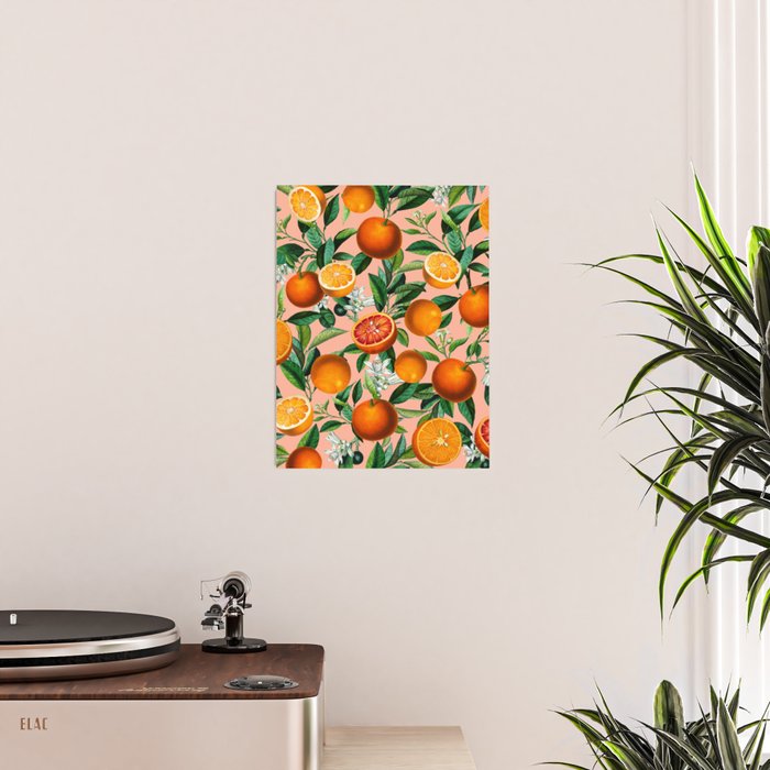 Oranges Pink Vintage Botanical Poster Gallery Image 2
