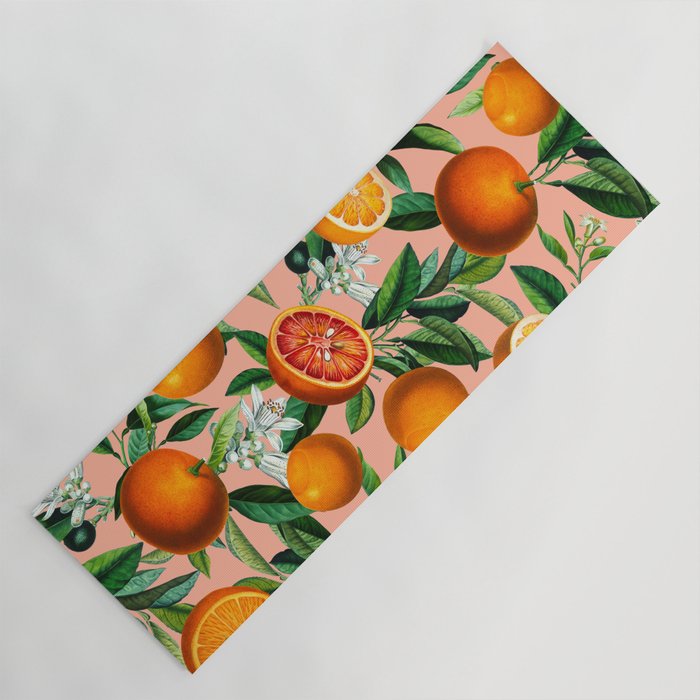 Oranges Pink Vintage Botanical Yoga Mat Gallery Image 1