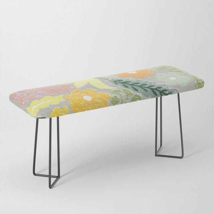 Block print spring meadow Bench Gallery Image 1