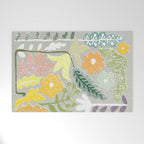 Block print spring meadow Welcome Mat Gallery Image 1