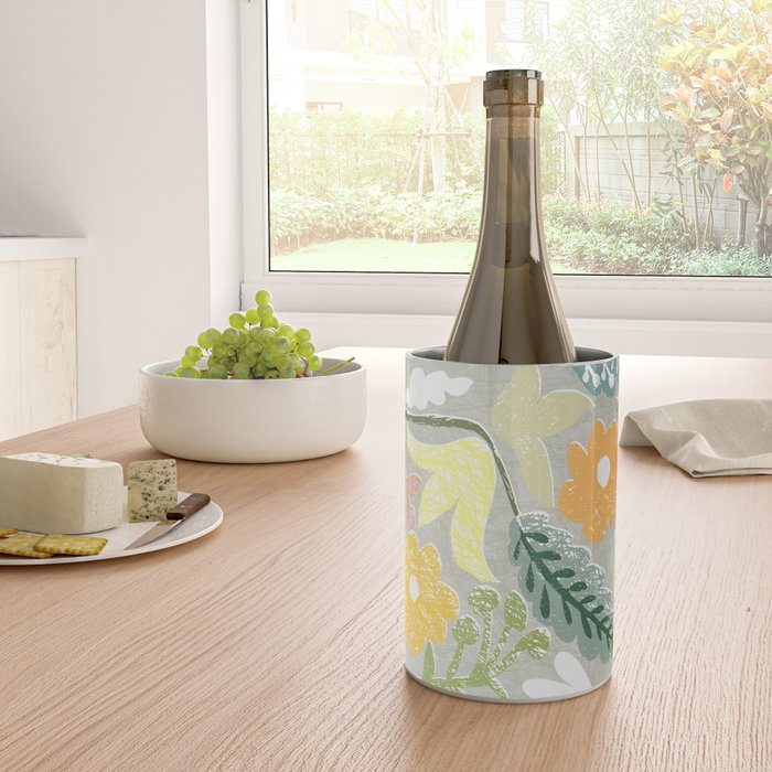 Block print spring meadow Wine Chiller Gallery Image 4