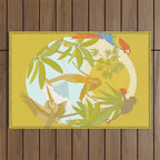 Pura vida jungle by the sea // retro surf art by surfy birdy Outdoor Rug Gallery Image 1