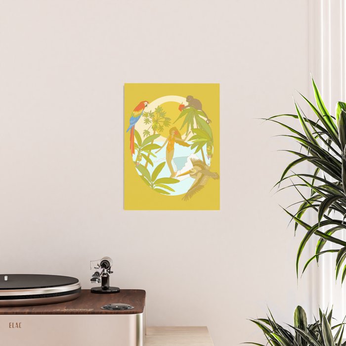 Pura vida jungle by the sea // retro surf art by surfy birdy Poster Gallery Image 2