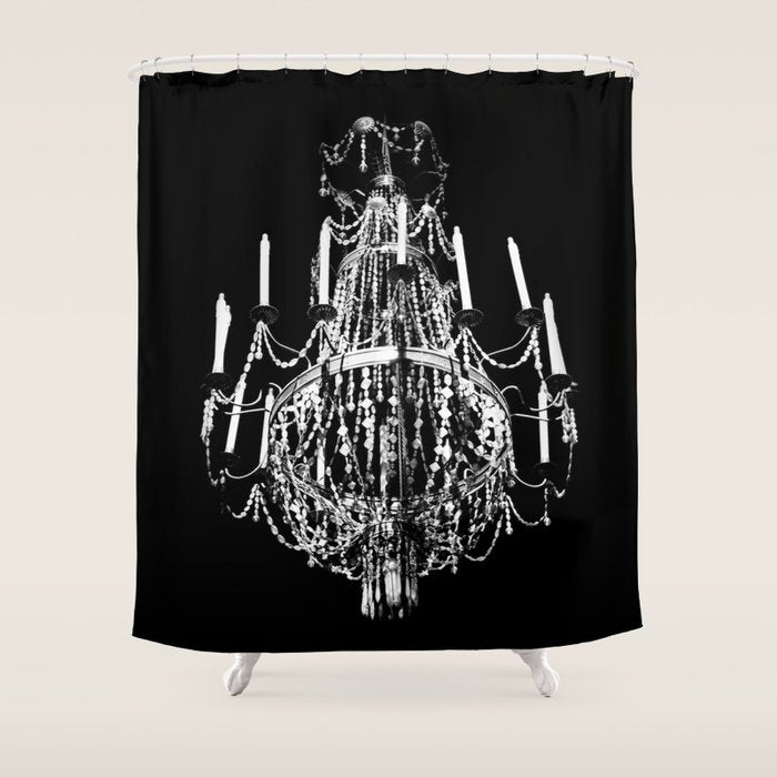 Chandelier, Black and White Shower Curtain Gallery Image 1