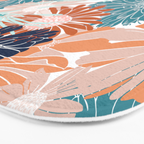 Floral Print, Teal, Navy Blue, Pink, Terracotta, Artists Print Bath Mat Gallery Image 3