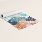 Floral Print, Teal, Navy Blue, Pink, Terracotta, Artists Print Yoga Mat Gallery Image 2