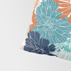 Floral Print, Teal, Navy Blue, Pink, Terracotta, Artists Print Pillow Sham Gallery Image 4