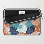Floral Print, Teal, Navy Blue, Pink, Terracotta, Artists Print Laptop Sleeve Gallery Image 2