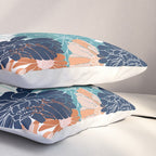 Floral Print, Teal, Navy Blue, Pink, Terracotta, Artists Print Pillow Sham Gallery Image 3
