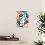Floral Print, Teal, Navy Blue, Pink, Terracotta, Artists Print Poster Gallery Image 2