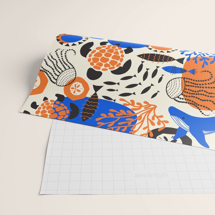Ocean Love Whale Underwater Abstract Pattern #oceanlove #oceanpattern #oceanlife #savetheocean Wrapping Paper Gallery Image 2