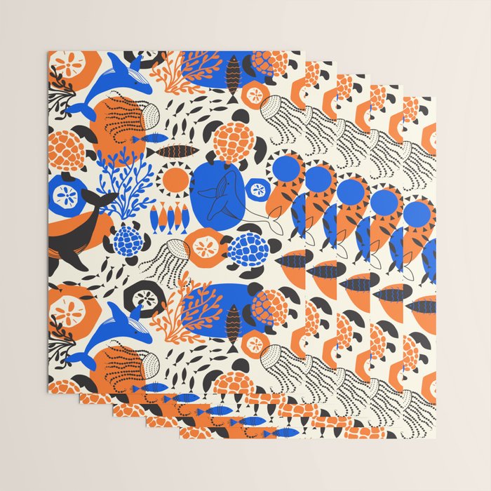 Ocean Love Whale Underwater Abstract Pattern #oceanlove #oceanpattern #oceanlife #savetheocean Wrapping Paper Gallery Image 3