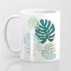 Tropical minimal / green, turquoise and gold monstera Coffee Mug Gallery Image 3