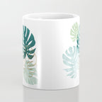 Tropical minimal / green, turquoise and gold monstera Coffee Mug Gallery Image 4