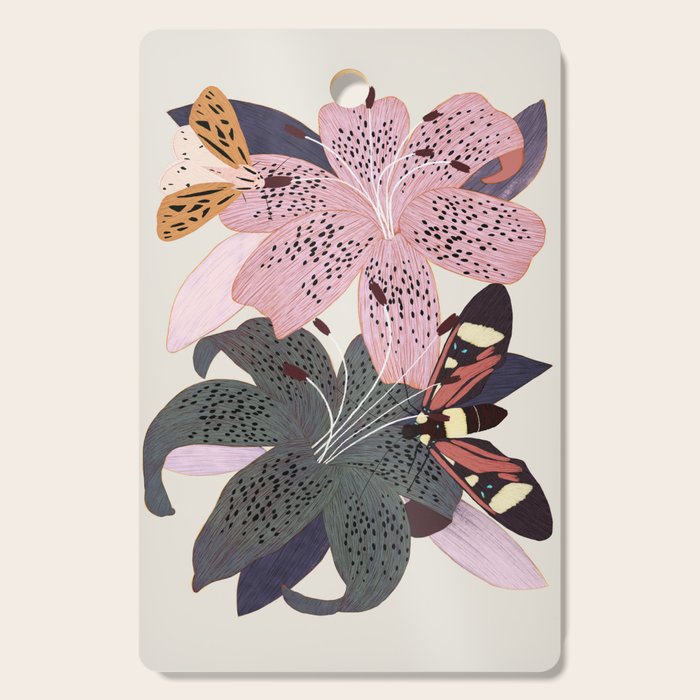 Lilies and butterflies insects Cutting Board Gallery Image 1
