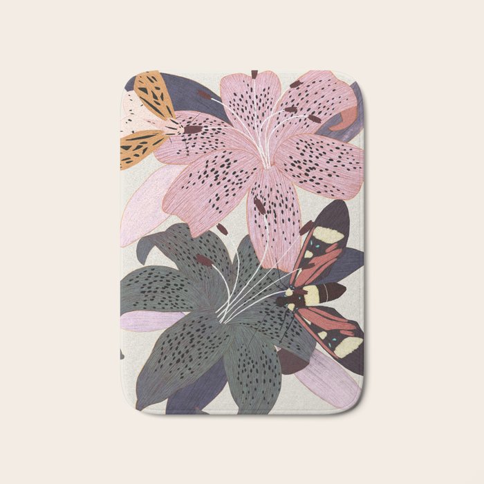 Lilies and butterflies insects Bath Mat Gallery Image 1