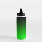 Black Lime Green Neon Nights Ombre Water Bottle Gallery Image 3