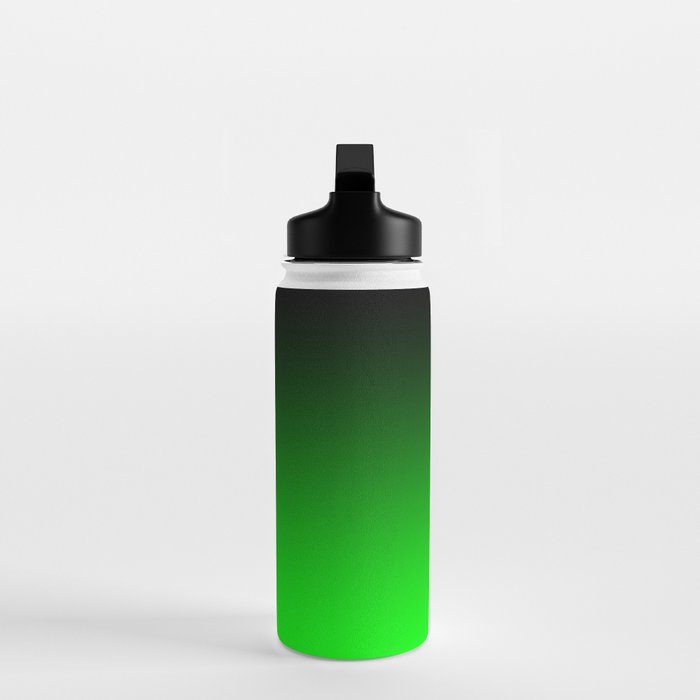 Black Lime Green Neon Nights Ombre Water Bottle Gallery Image 3