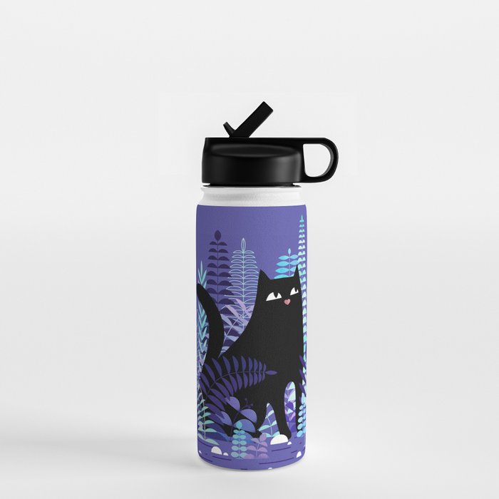 The Ferns (Black Cat Version) Water Bottle Gallery Image 1